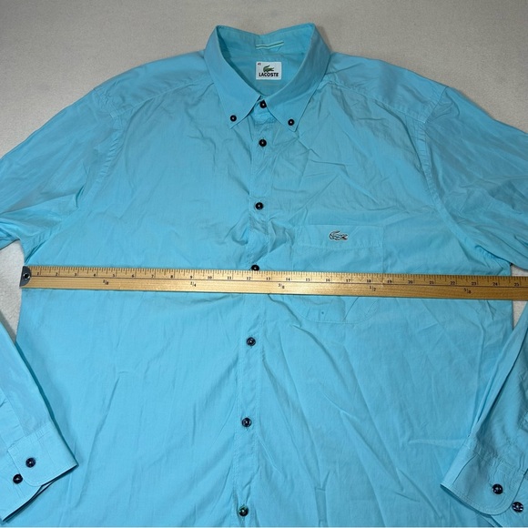 LACOSTE Mens Long Sleeve Button Down Shirt Aqua Blue Size 45 / XXL US - Picture 9 of 11